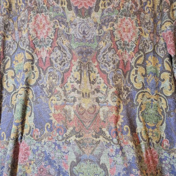 Soft Surroundings Asymmetric Hem Dark Floral Artsy Tunic Size PM Petite Medium - Picture 5 of 9